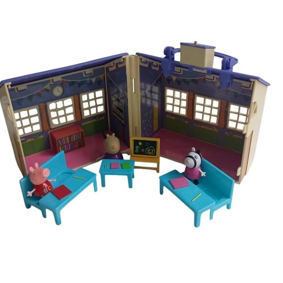 Peppa Pig School House- Complete Set - figures, furniture, 2003 Jazwares - Picture 1 of 12